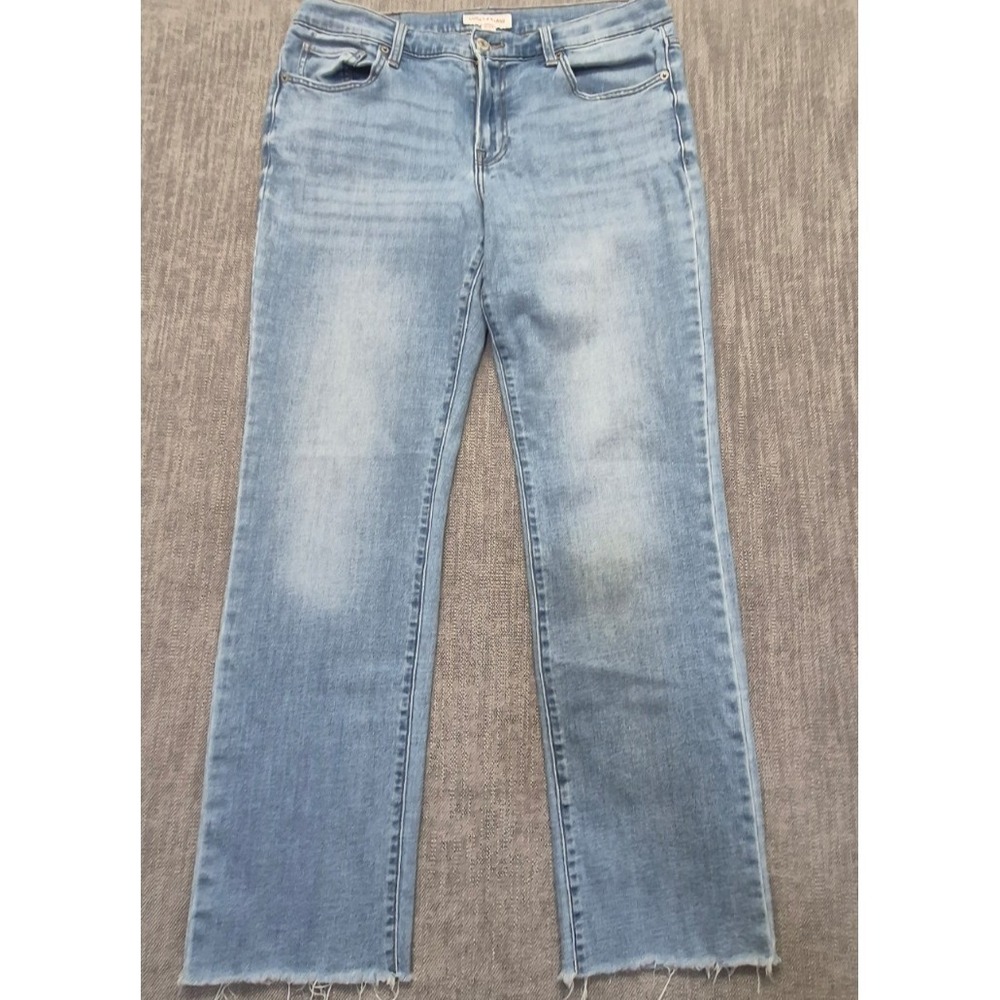 Lucky‎ Brand women's light wash straight leg denim blue jeans 14/32 A frayed hem